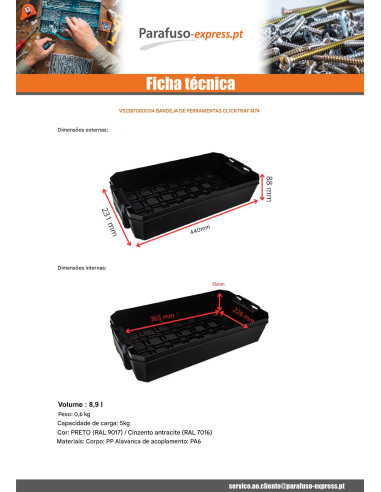 BAC con FERRAMENTAS CLICKTRAY M74 - Parafuso Express