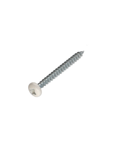 Parafuso de madeira aglomerado cabeça redonda Pozi PZ6 5X50 Aço zinco branco lacado a branco RAL9010 branco puro