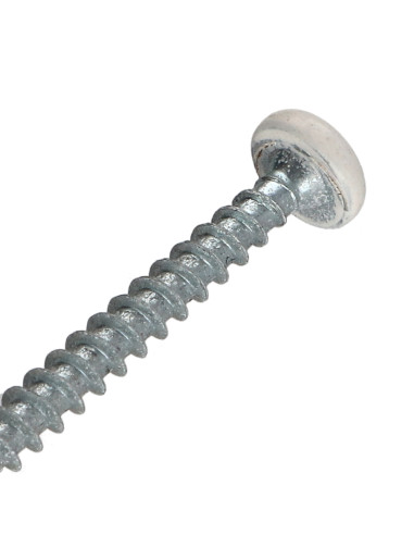Parafuso de madeira aglomerado cabeça redonda Pozi PZ6 5X50 Aço zinco branco lacado a branco RAL9010 branco puro