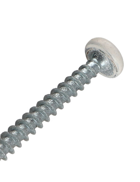 Parafuso de madeira aglomerado cabeça redonda Pozi PZ6 5X50 Aço zinco branco lacado a branco RAL9010 branco puro