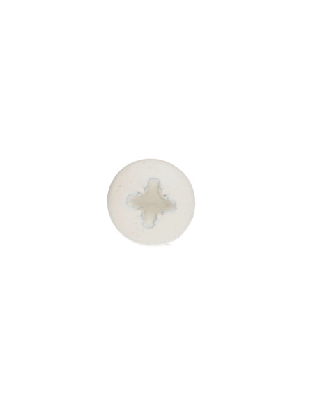 Parafuso de madeira aglomerado cabeça redonda Pozi PZ6 5X50 Aço zinco branco lacado a branco RAL9010 branco puro