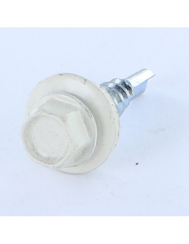 Autoperfurante cabeça hexagonal 5,5 x 25 Arruela estanque com junta de neopreno epdm Aço zinco branco RAL9002 branco
