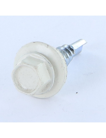 Autoperfurante cabeça hexagonal 5,5 x 25 Arruela estanque com junta de neopreno epdm Aço zinco branco RAL9002 branco