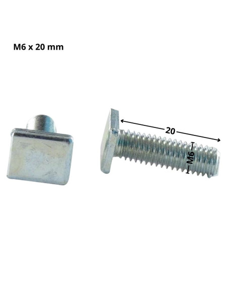 Parafuso de metais cabeça retangular M6X20 9,5 x 12 x 2 Aço zinco branco