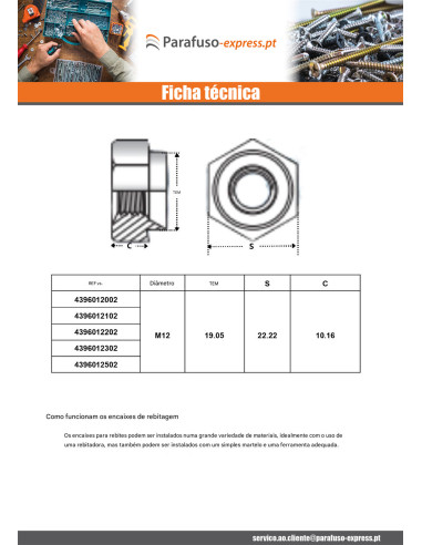 Porca tipo Kalei hexagonal Aço zinco branco M6 espessura de chapa 3MM