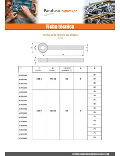 Parafuso de metais con olho M16X140 roscado sobre 44 Aço zinco branco 2