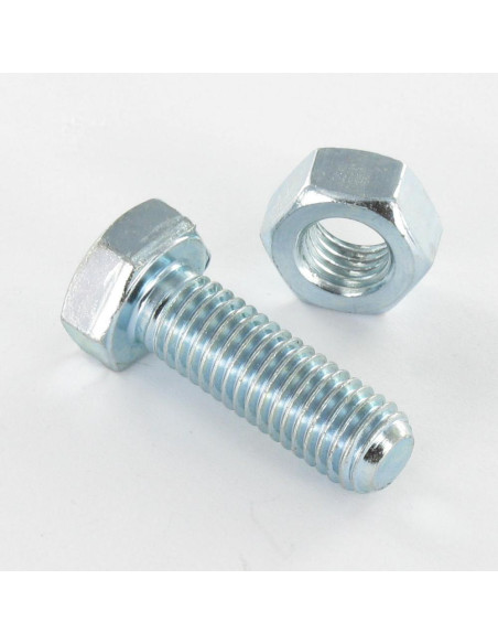 Parafuso (vendido com porca) cabeça hexagonal M8X25 Classe 8.8 Aço zinco branco