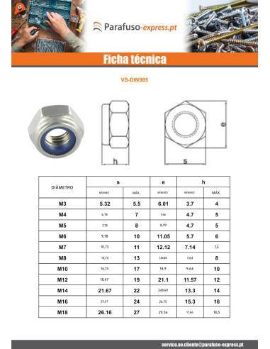 Porca autoblocante M33 passo de rosca de 200 Aço zinco branco