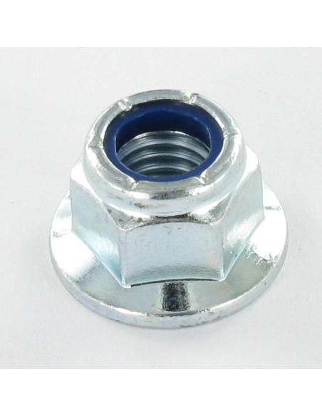 Porca autoblocante flange lisa M10 Aço zinco branco