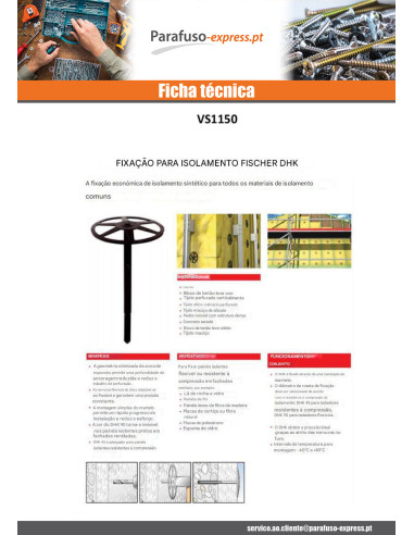 Fixação Fischer para ISOLANTE DHK 80 - Parafuso Express