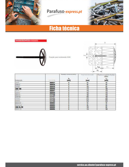 Fixação Fischer para ISOLANTE DHK 80 - Parafuso Express