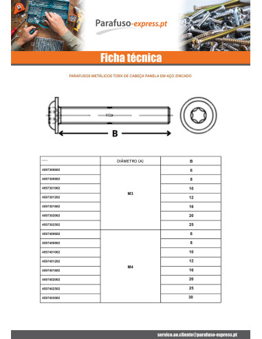 Parafuso de metais cabeça panela flange com gola TORX T40 M8X50 classe 10.9 Aço zinco branco