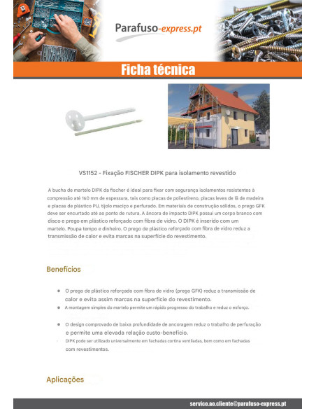 Fischer ISOLANTE DIPK 10/120-140 2 peças - Parafuso Express