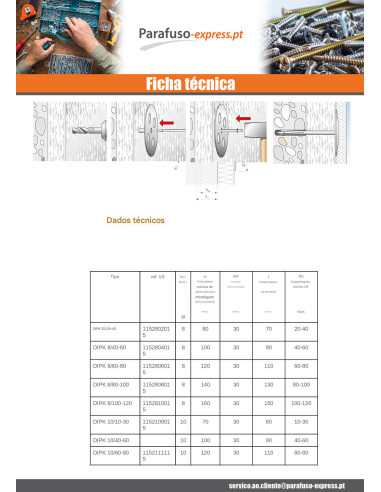 Fischer ISOLANTE DIPK 10/120-140 2 peças - Parafuso Express