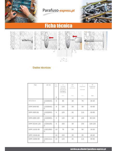 Fischer ISOLANTE DIPK 10/120-140 2 peças - Parafuso Express
