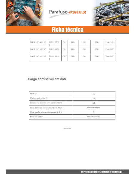 Fischer ISOLANTE DIPK 10/120-140 2 peças - Parafuso Express