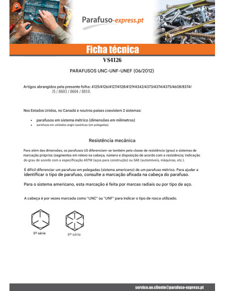 Parafuso de metais cabeça hexagonal 7/8X 2 1/4" UNC ou equivalente BSW passo inglês grau 5 Aço bruto