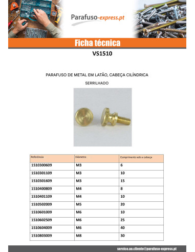 Parafuso de metais Bronze cabeça cilíndrica recartilhada M3X15 microparafusos