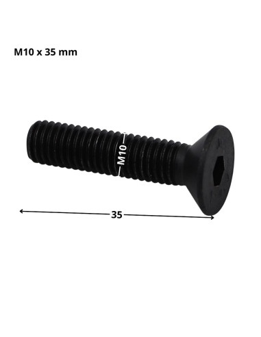 Parafuso de metais cabeça fresada hexagonal oca FHC chave de 6 M10X35 rosca total classe 10.9 Aço bruto