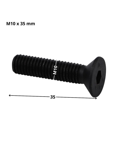 Parafuso de metais cabeça fresada hexagonal oca FHC chave de 6 M10X35 rosca total classe 10.9 Aço bruto