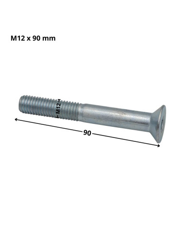 Parafuso de metais cabeça fresada hexagonal oca FHC chave de 8 M12X90 rosca parcial classe 10.9 Aço zinco branco