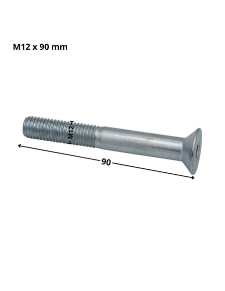 Parafuso de metais cabeça fresada hexagonal oca FHC chave de 8 M12X90 rosca parcial classe 10.9 Aço zinco branco