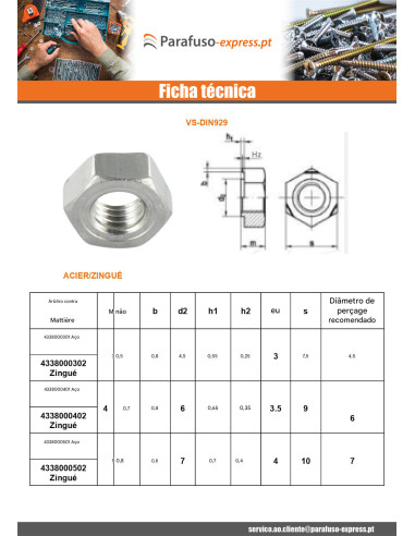 Porca sextavada de soldar M14 Aço bruto - Parafuso Express