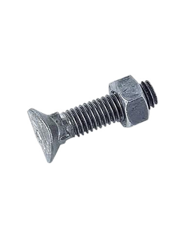 Parafuso (vendido com porca) cabeça oval gola quadrada M8X33 passo de rosca de 125 Classe 8.8 Aço zinco branco