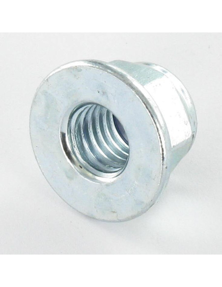 Porca autoblocante flange lisa M8 Aço zinco branco
