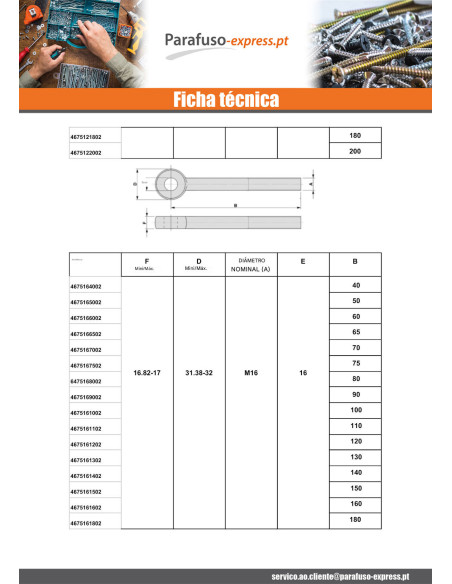 Parafuso de metais con olho M6X30 roscado sobre 18 Aço zinco branco