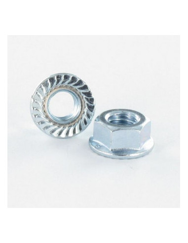 Porca sextavada flange com gola serrilhada M12 classe 8 Aço zinco branco