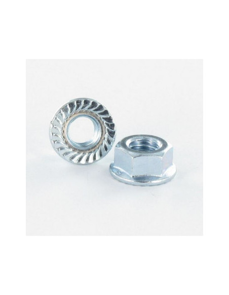 Porca sextavada flange com gola serrilhada M12 classe 8 Aço zinco branco