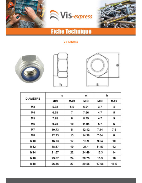 Porca autoblocante Aço zinco branco M12 classe 10