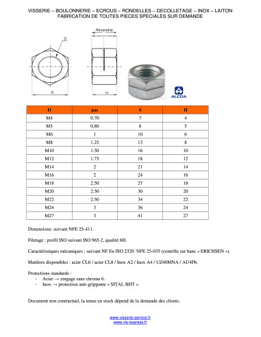 Porca autoblocante sulcada M6 H100 classe 8 Aço zinco branco