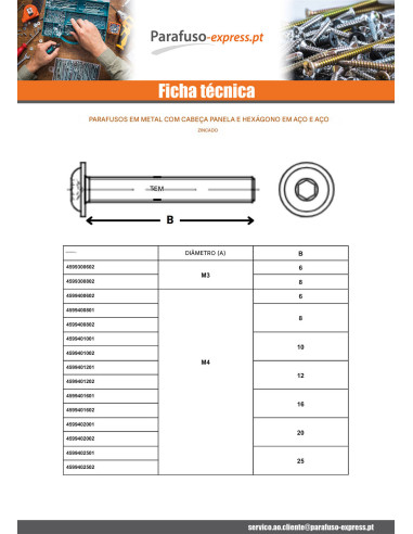 Parafuso de metais Parafuso de Cabeça Oca Sextavada flange com gola M10X25 classe 10.9 Aço zinco branco