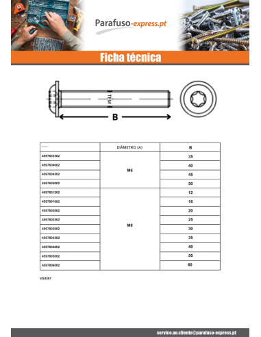 Parafuso de metais cabeça panela flange com gola TORX T40 M8X10 classe 10.9 Aço zinco branco