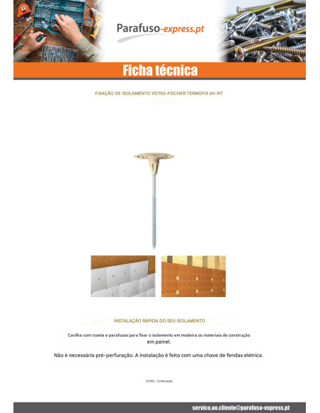 Bucha e PARAFUSO Fischer ISOLANTE 6H-NT 6X100 - Parafuso Express