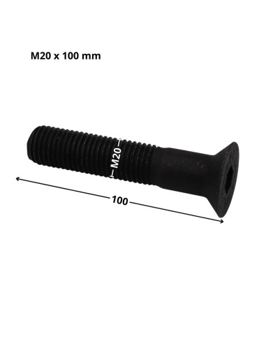 Parafuso de metais cabeça fresada hexagonal oca FHC chave de 12 M20X100 rosca parcial classe 10.9 Aço bruto