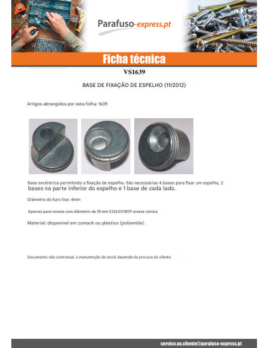 Flange para Fixação espelho plástico - Parafuso Express