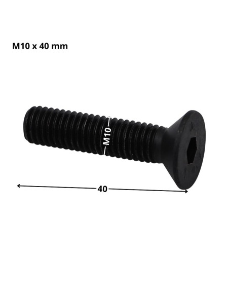 Parafuso de metais cabeça fresada hexagonal oca FHC chave de 6 M10X40 rosca total classe 10.9 Aço bruto