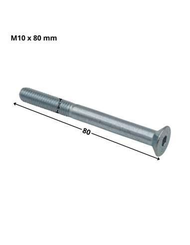 Parafuso de metais cabeça fresada hexagonal oca FHC chave de 6 M10X80 rosca parcial classe 10.9 Aço zinco branco