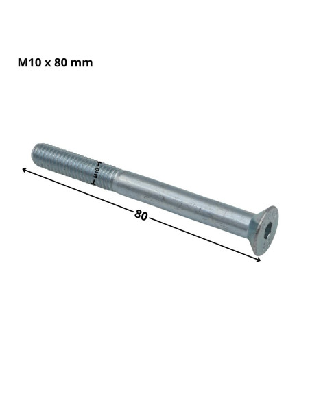 Parafuso de metais cabeça fresada hexagonal oca FHC chave de 6 M10X80 rosca parcial classe 10.9 Aço zinco branco
