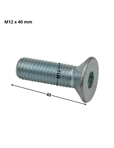 Parafuso de metais cabeça fresada hexagonal oca FHC chave de 8 M12X40 rosca total classe 10.9 Aço zinco branco