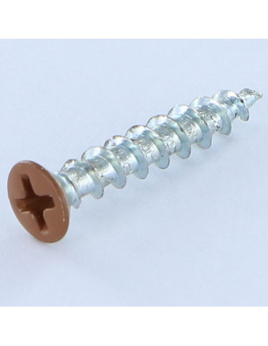 Parafuso de madeira aglomerado cabeça fresada de panela phillips 4,3X25 Aço zinco branco RAL8003