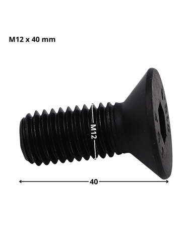 Parafuso de metais cabeça fresada hexagonal oca FHC chave de 8 M12X40 rosca total classe 10.9 Aço bruto