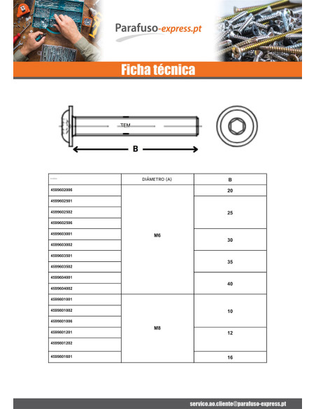 Parafuso de metais Parafuso de Cabeça Oca Sextavada flange com gola M10X35 classe 10.9 Aço zinco branco