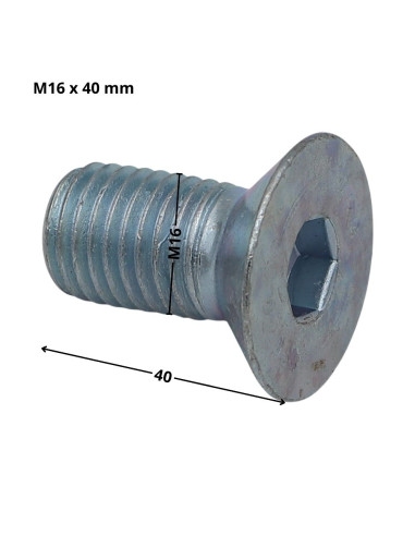 Parafuso de metais cabeça fresada hexagonal oca FHC chave de 10 M16X40 rosca total classe 10.9 Aço zinco branco