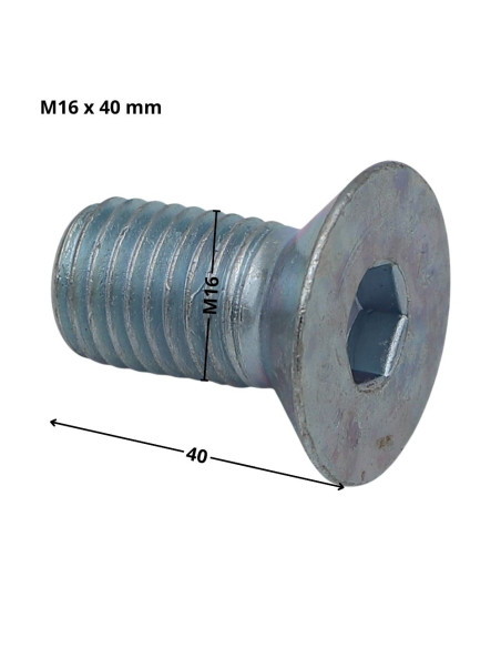 Parafuso de metais cabeça fresada hexagonal oca FHC chave de 10 M16X40 rosca total classe 10.9 Aço zinco branco