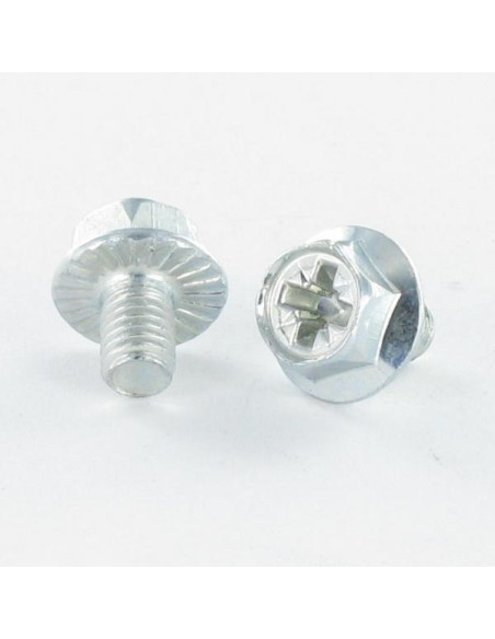 Parafuso de metais cabeça hexagonal Pozi M6X10 flange com gola CR.24 Aço zinco branco Classe 8.8