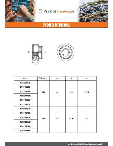 Porca tipo Kalei cilíndrica M6 espessura de chapa 1MM Aço zinco branco